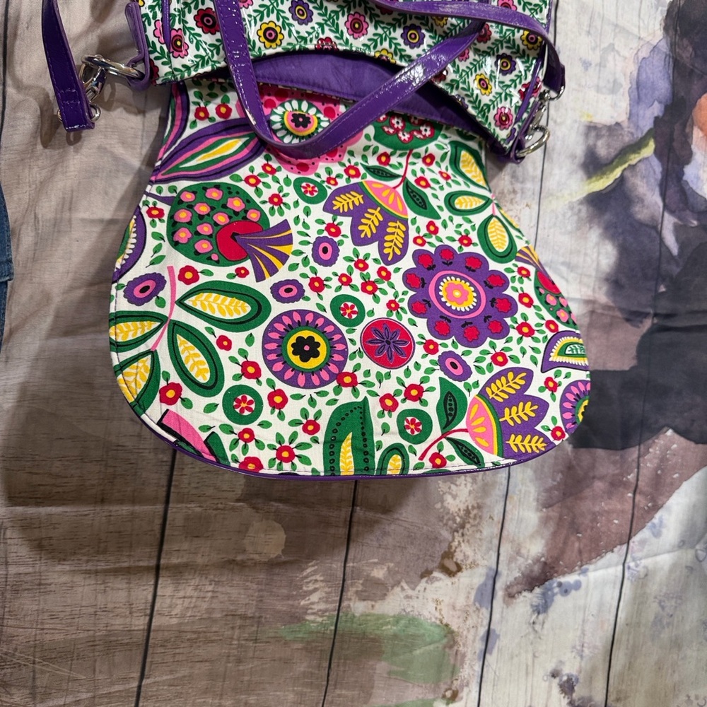 Vera Bradley Floral Pattern Crossbody Bag in Purple and Multi - Picture 4 of 10